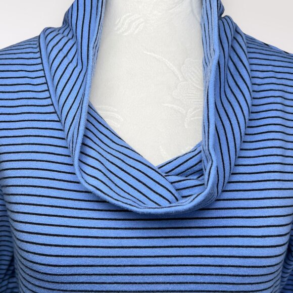 Lands’ End Blue Striped Cowl Neck Pullover Long Sleeve Shirt XS - Picture 2 of 8